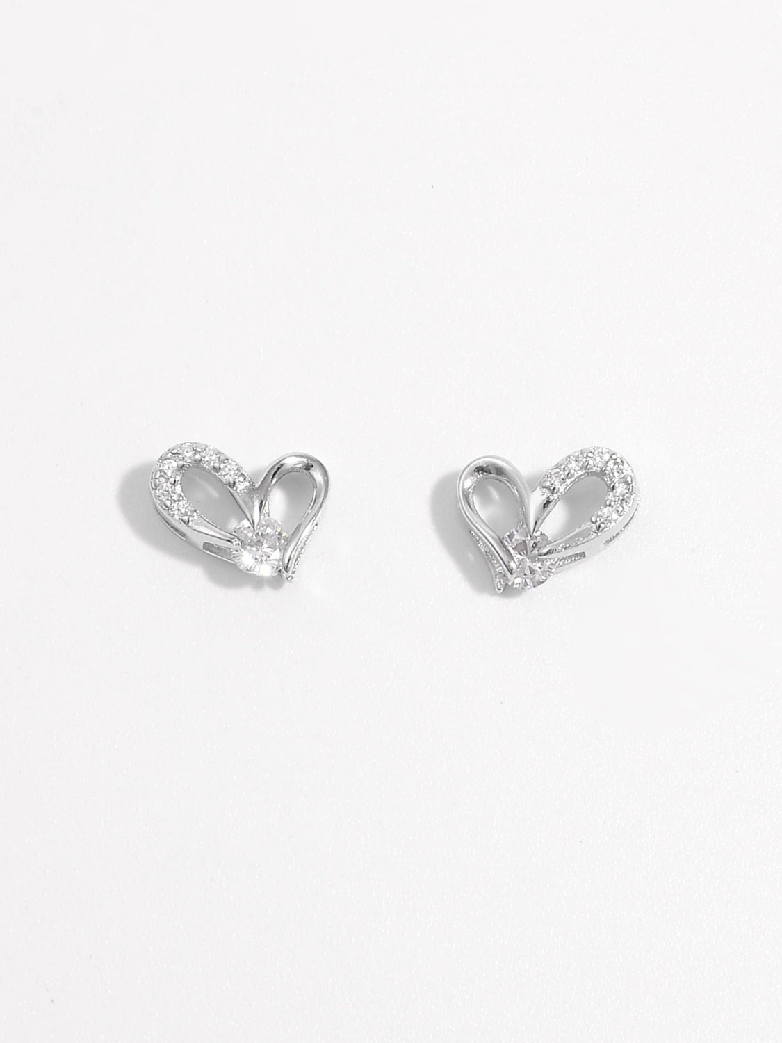 925 Sterling Silver Inlaid Zircon Heart Earrings-Bijou Crush