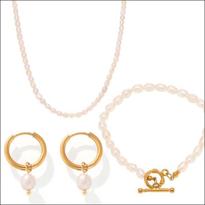 Freshwater Pearl 4-Piece Jewelry Set-Bijou Crush