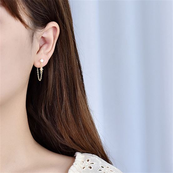 Fashion CZ Chain Tassels Earrings – 925 Sterling Silver Elegance-Bijou Crush