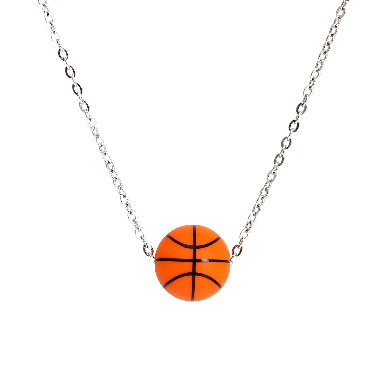 Simple Style Basketball 304 Stainless Steel Silica Gel Pendant Necklace-Bijou Crush