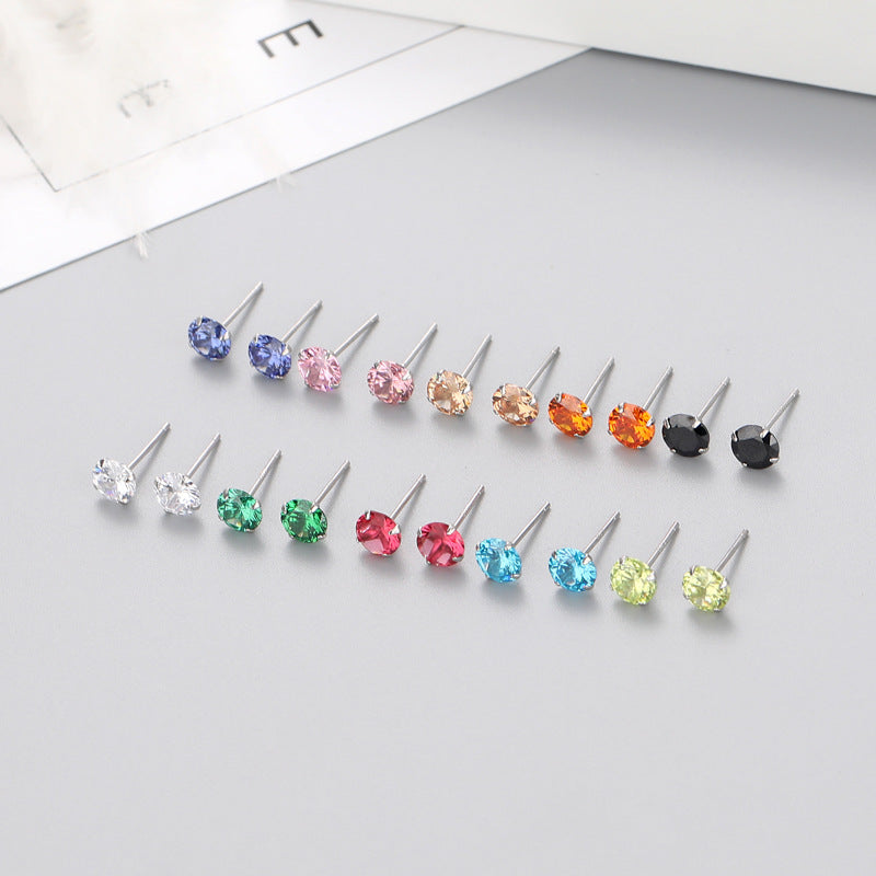 Classic Zircon Round Stud Earrings – 925 Sterling Silver-Bijou Crush