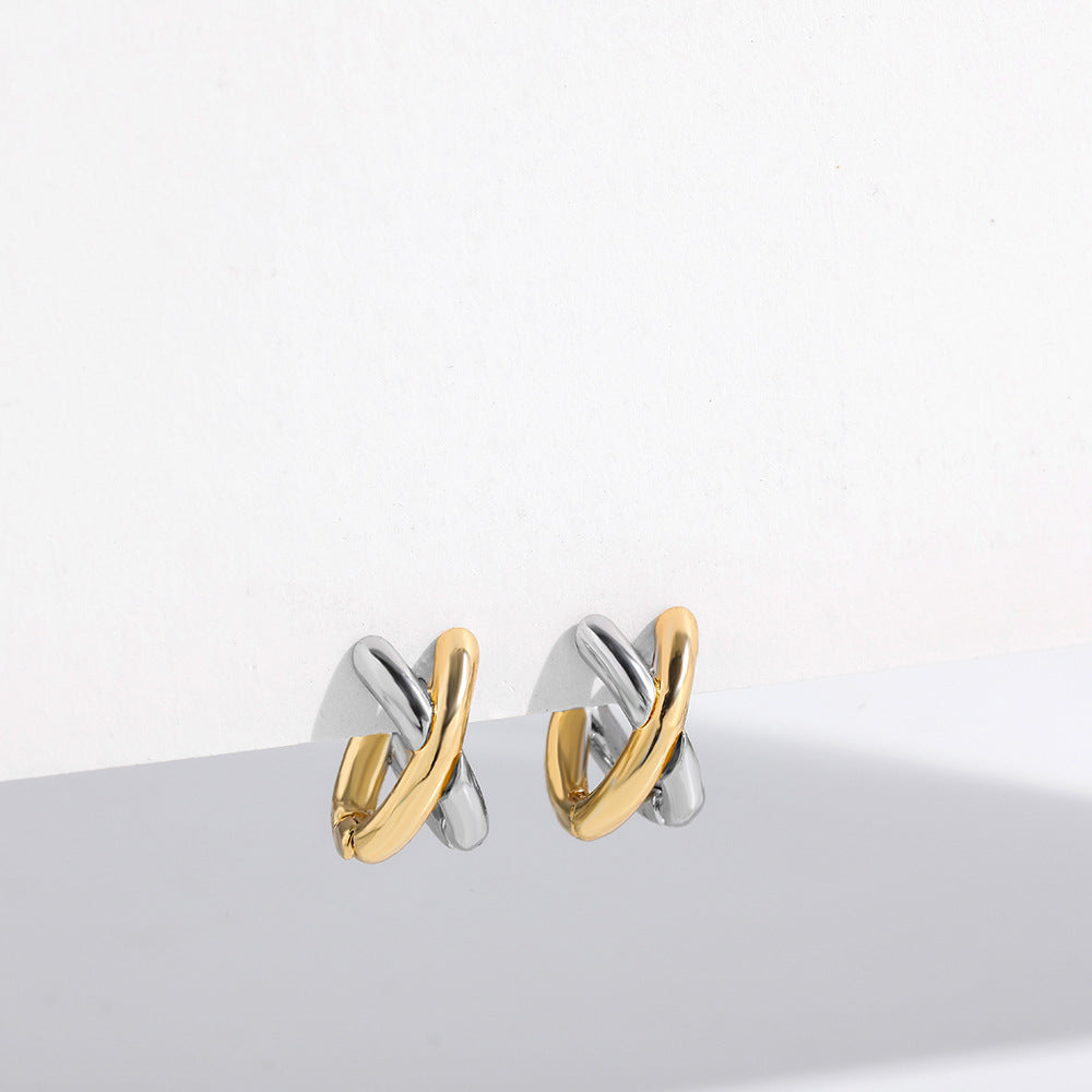 Timeless Color Block Studs – Copper & Gold-Plated Classic Ear Accessories-Bijou Crush