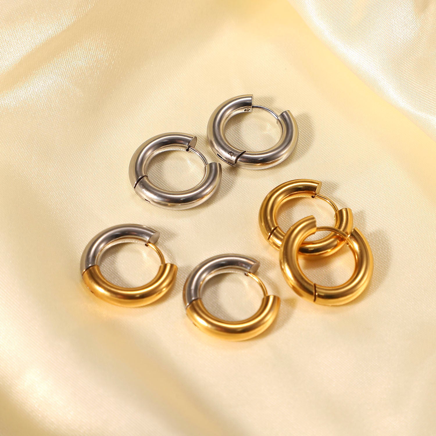 Classic Two-Tone Hoop Earrings – Everyday Shine-Bijou Crush