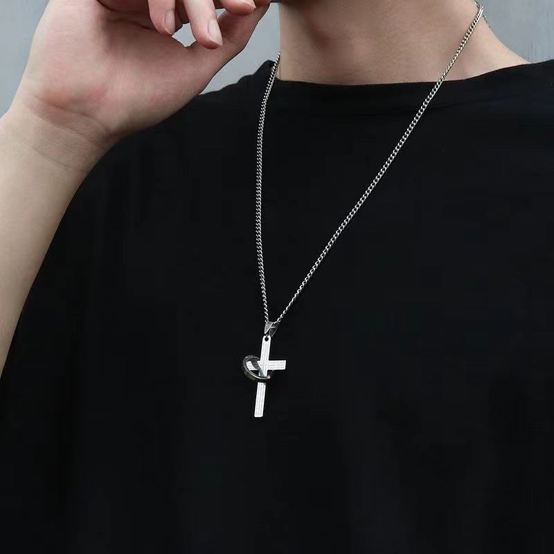 Cross Titanium Steel Patchwork Men's Necklace-Bijou Crush