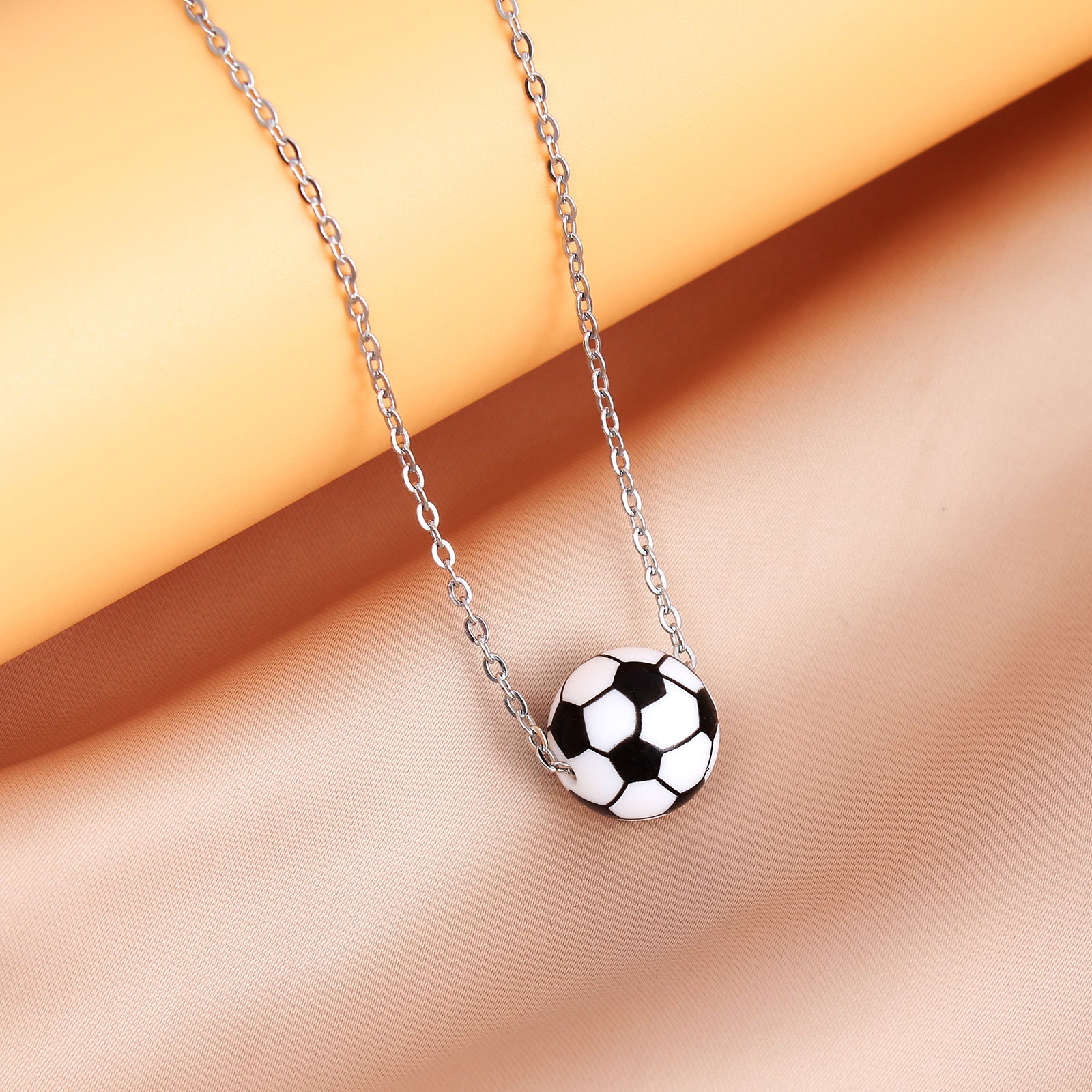 Simple Style Basketball 304 Stainless Steel Silica Gel Pendant Necklace-Bijou Crush