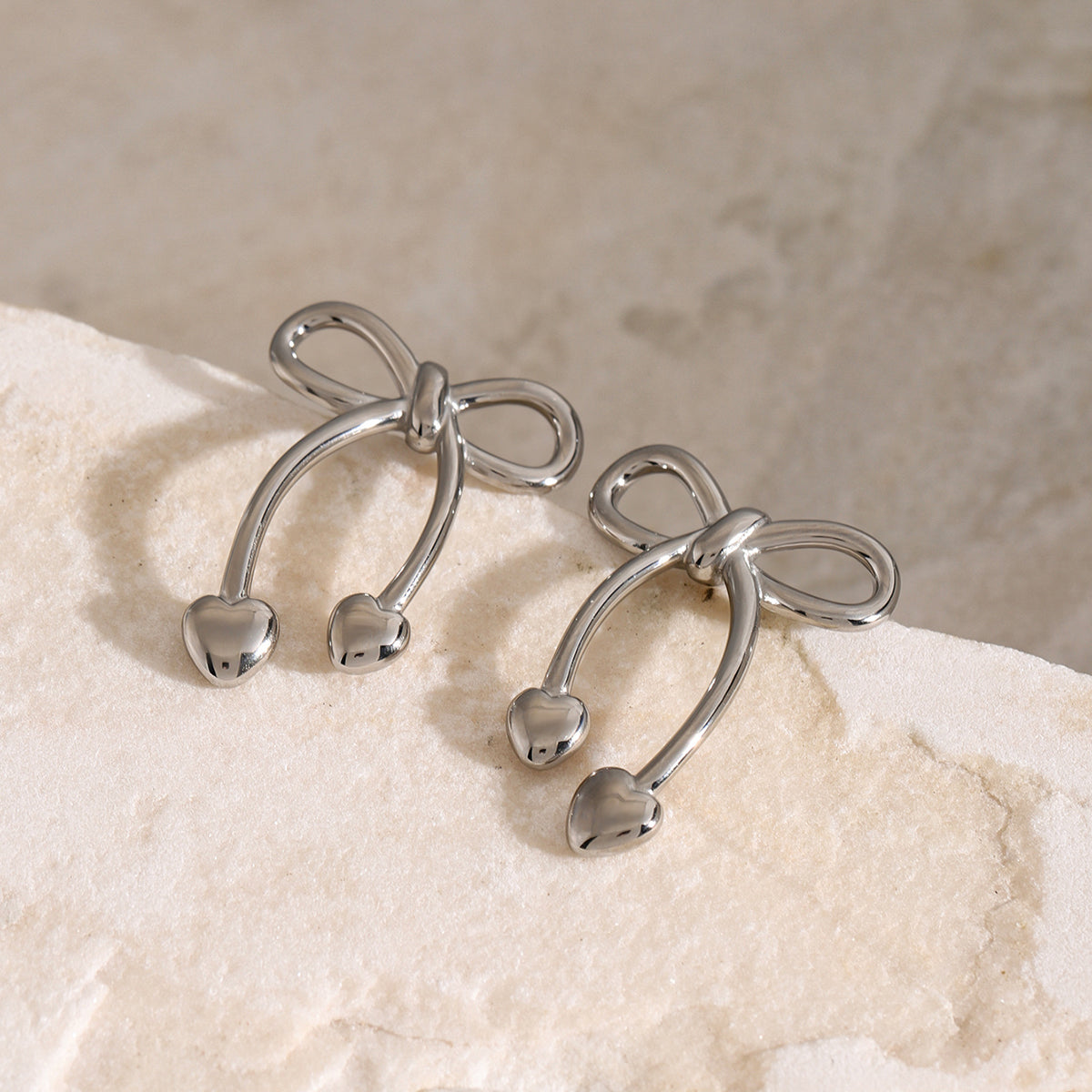 Stainless Steel Bow Earrings-Bijou Crush