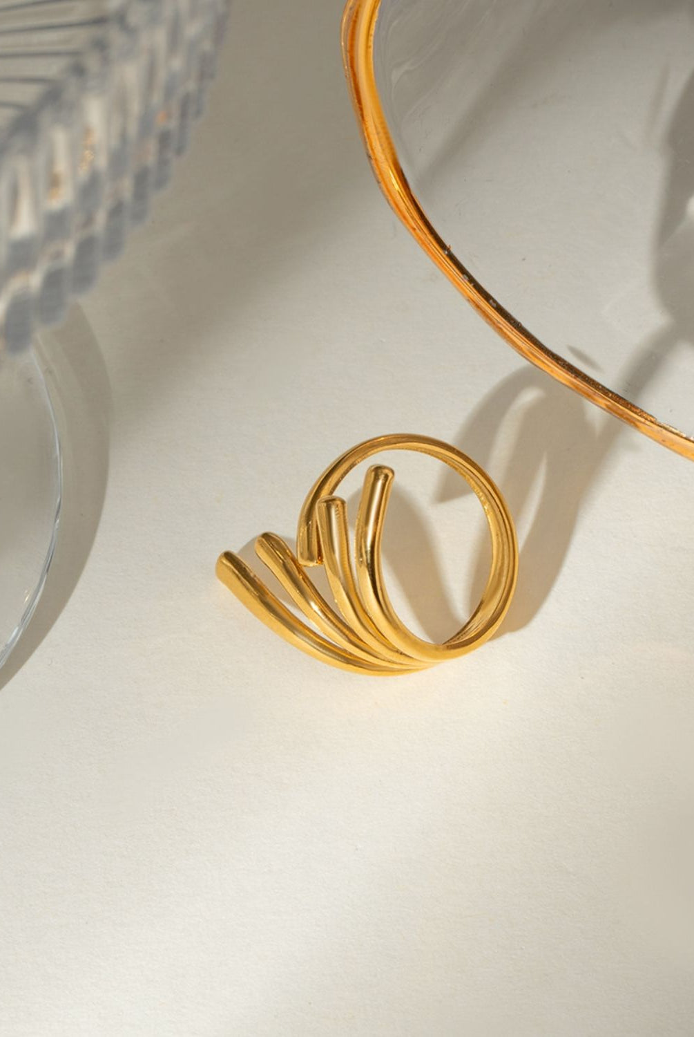 18K Gold-Plated Stainless Steel Irregular Open Ring-Bijou Crush