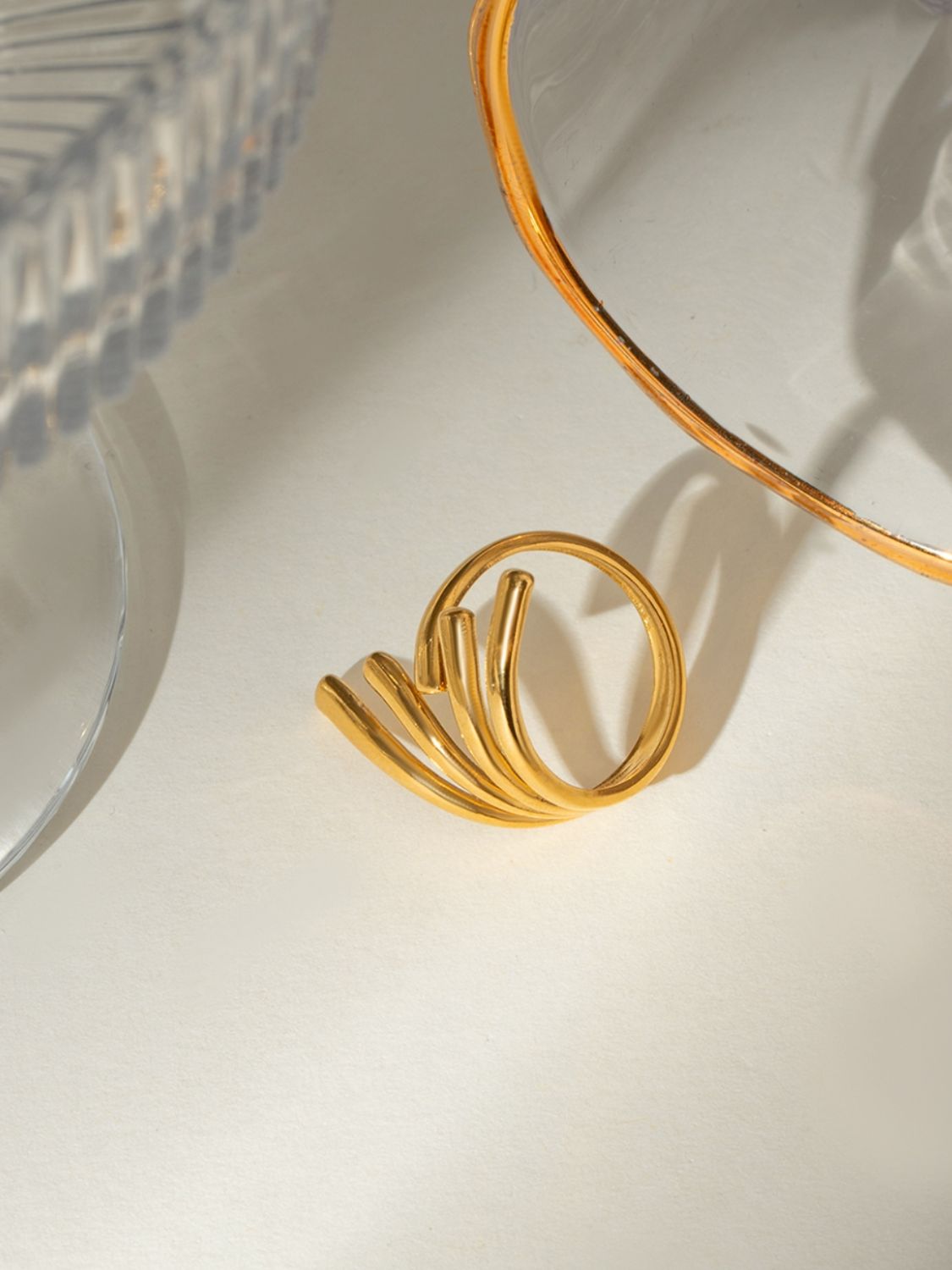 18K Gold-Plated Stainless Steel Irregular Open Ring-Bijou Crush