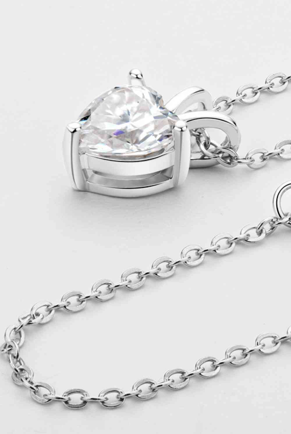 1 Carat Moissanite Heart-Shaped Pendant Necklace-Bijou Crush