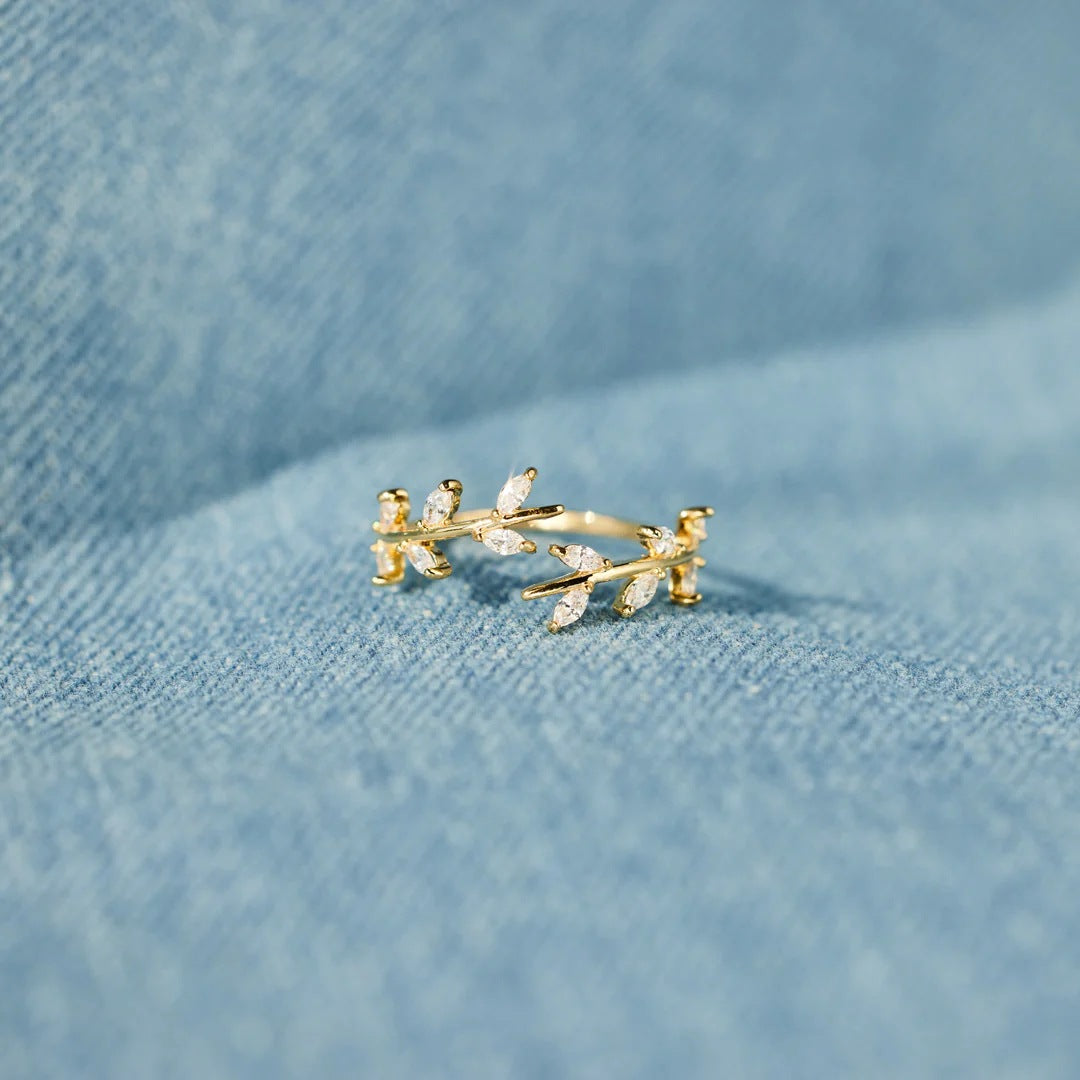 925 Sterling Silver Leaf Open Ring-Bijou Crush