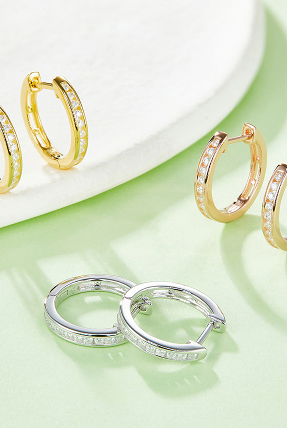 Moissanite 925 Sterling Silver Huggie Earrings-Bijou Crush