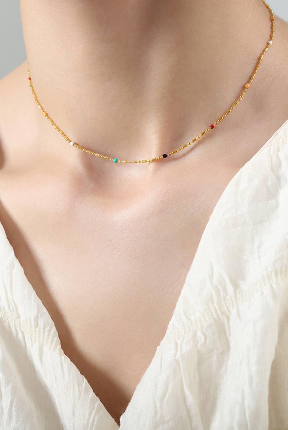 18K Gold-Plated Oil Drip Bead Necklace-Bijou Crush