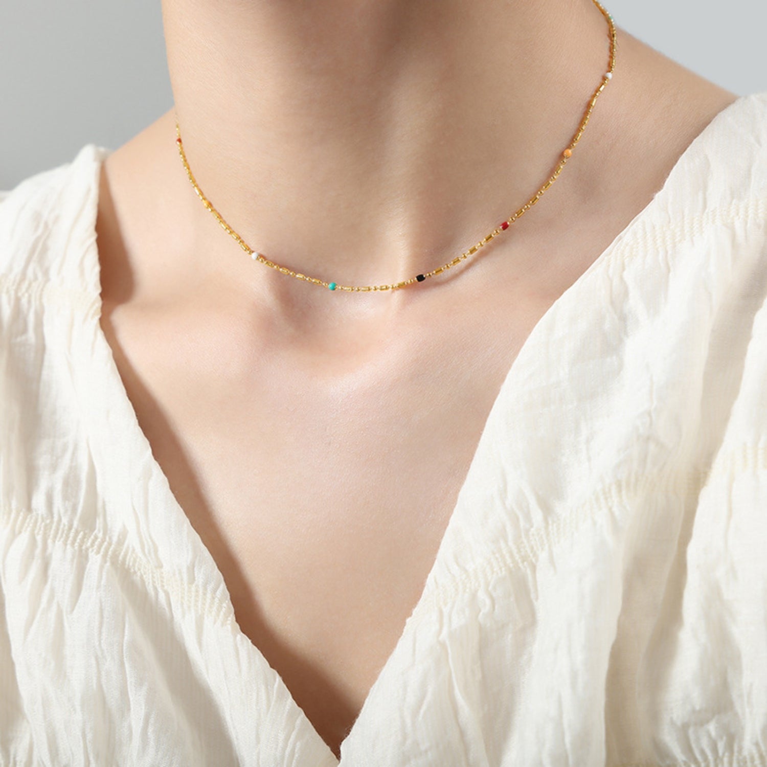 18K Gold-Plated Oil Drip Bead Necklace-Bijou Crush