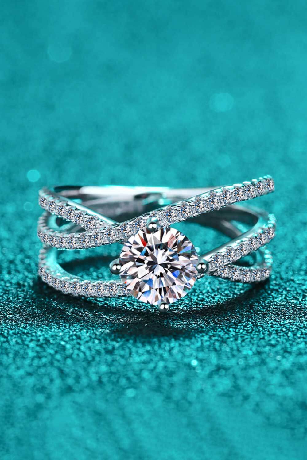 Crisscross Moissanite Ring in 925 Sterling Silver-Bijou Crush