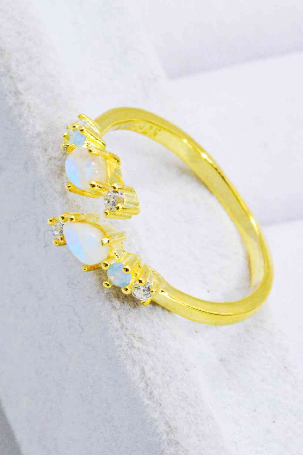 Natural Moonstone and Zircon Open Ring-Bijou Crush