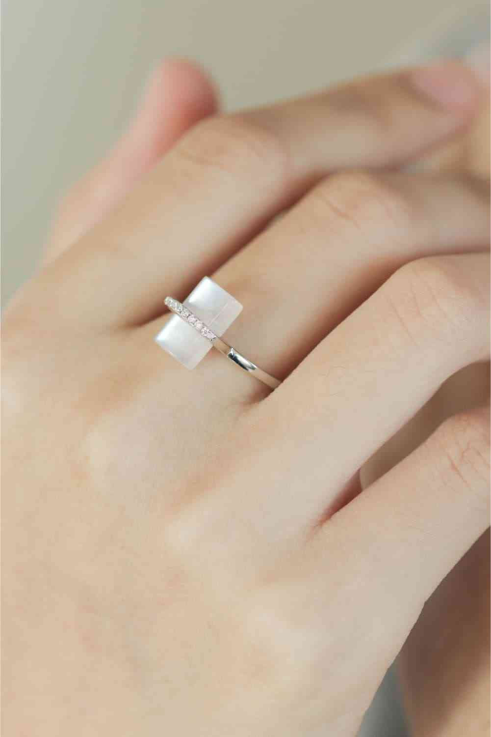Natural Moonstone Platinum-Plated Ring-Bijou Crush