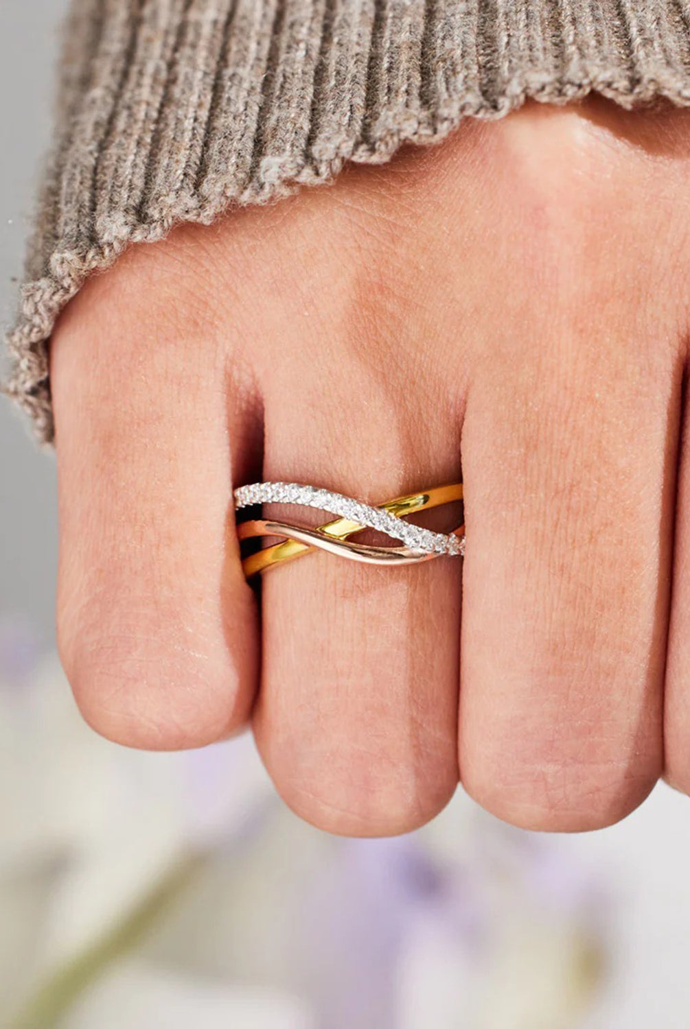 Crisscross Gold-Plated 925 Sterling Silver Ring-Bijou Crush