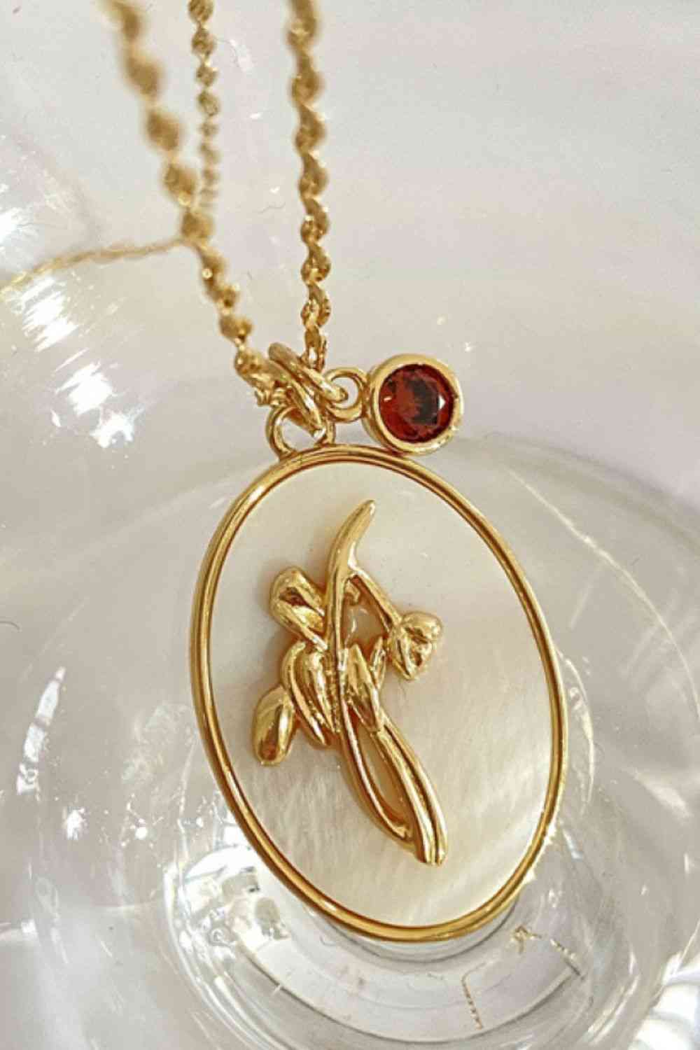 Flower Shell Pendant Copper Necklace-Bijou Crush