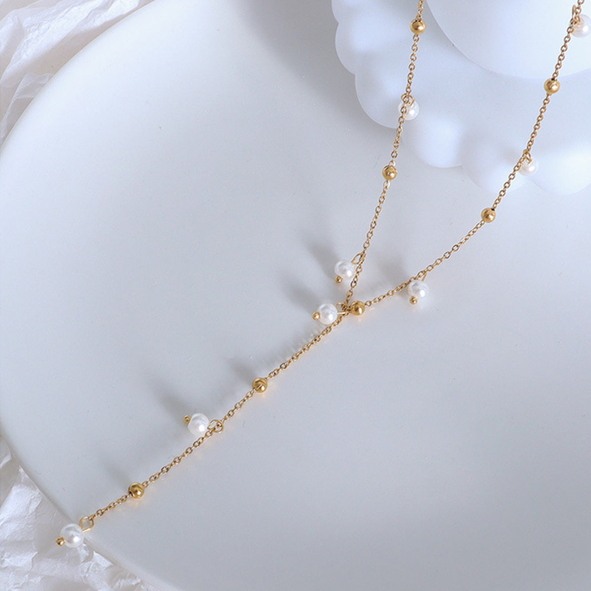 18K Gold-Plated Pearl Drop Necklace-Bijou Crush