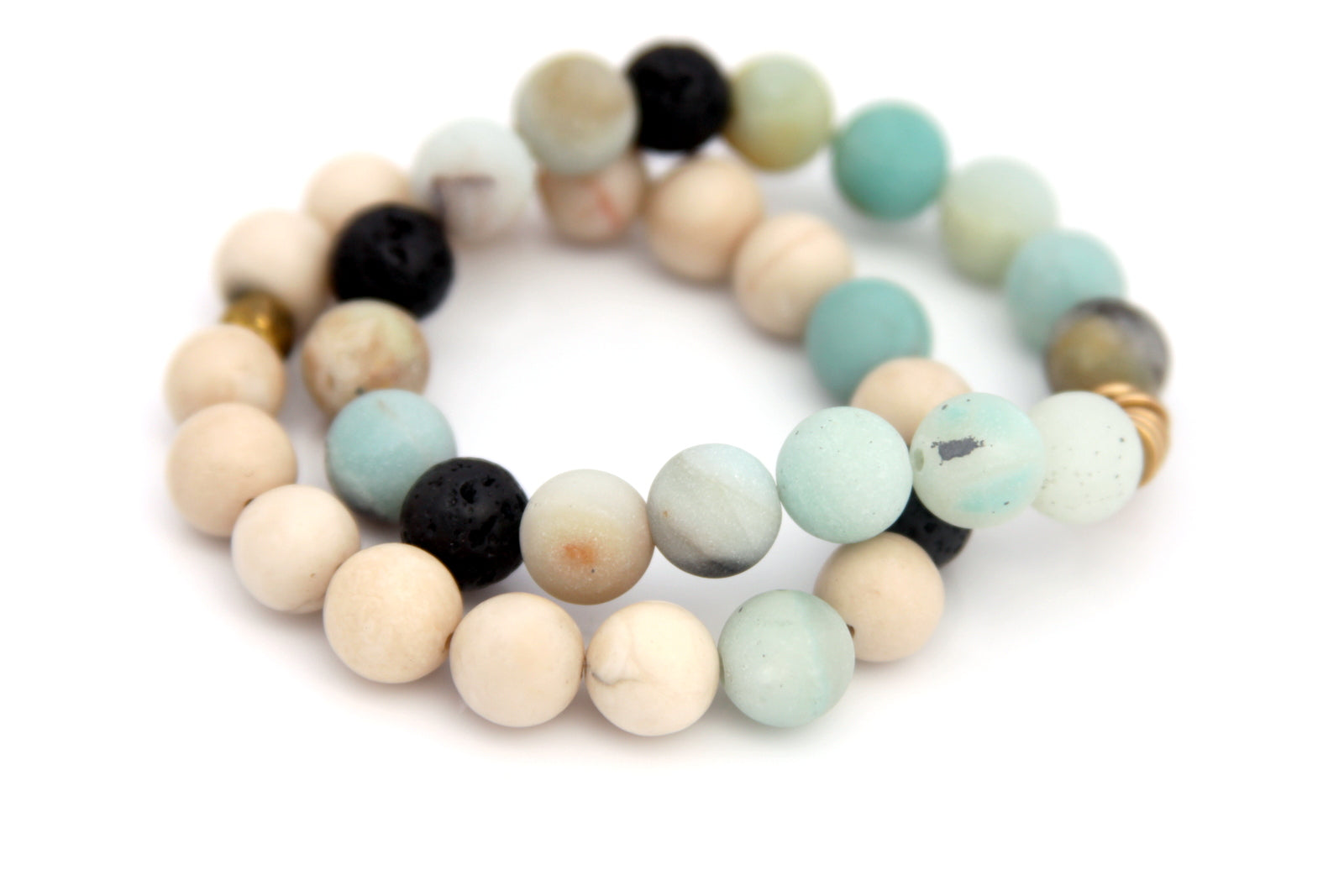 Amazonite & Fossil Jasper Bracelet Set-Bijou Crush