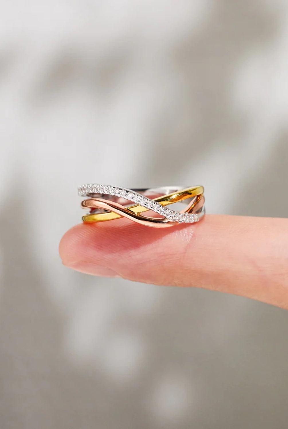 Crisscross Gold-Plated 925 Sterling Silver Ring-Bijou Crush