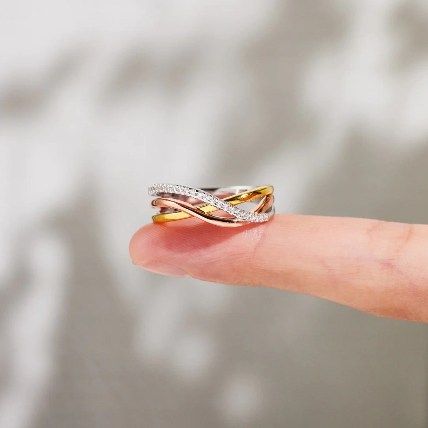 Crisscross Gold-Plated 925 Sterling Silver Ring-Bijou Crush