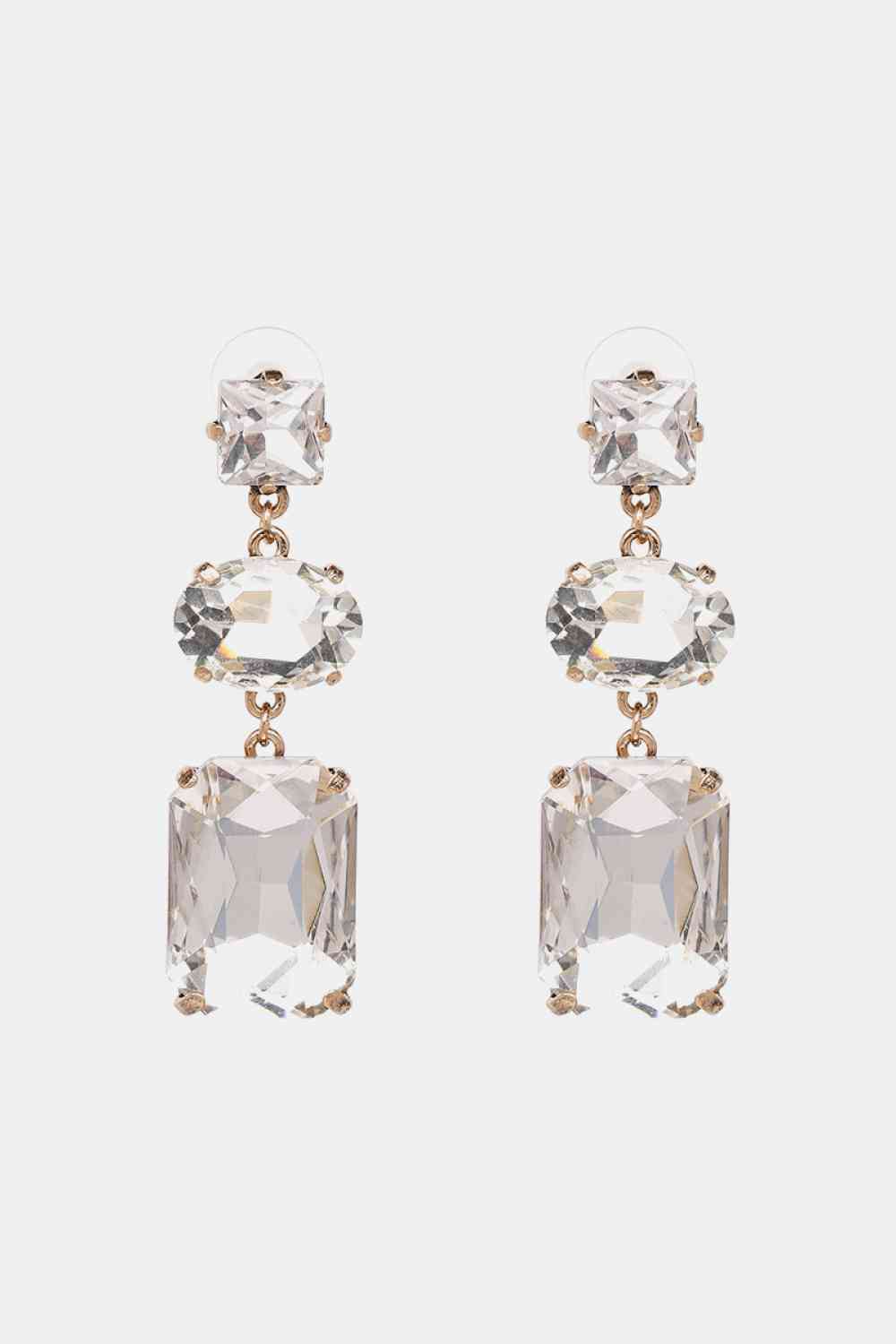Geometrical Shape Glass Dangle Earrings-Bijou Crush