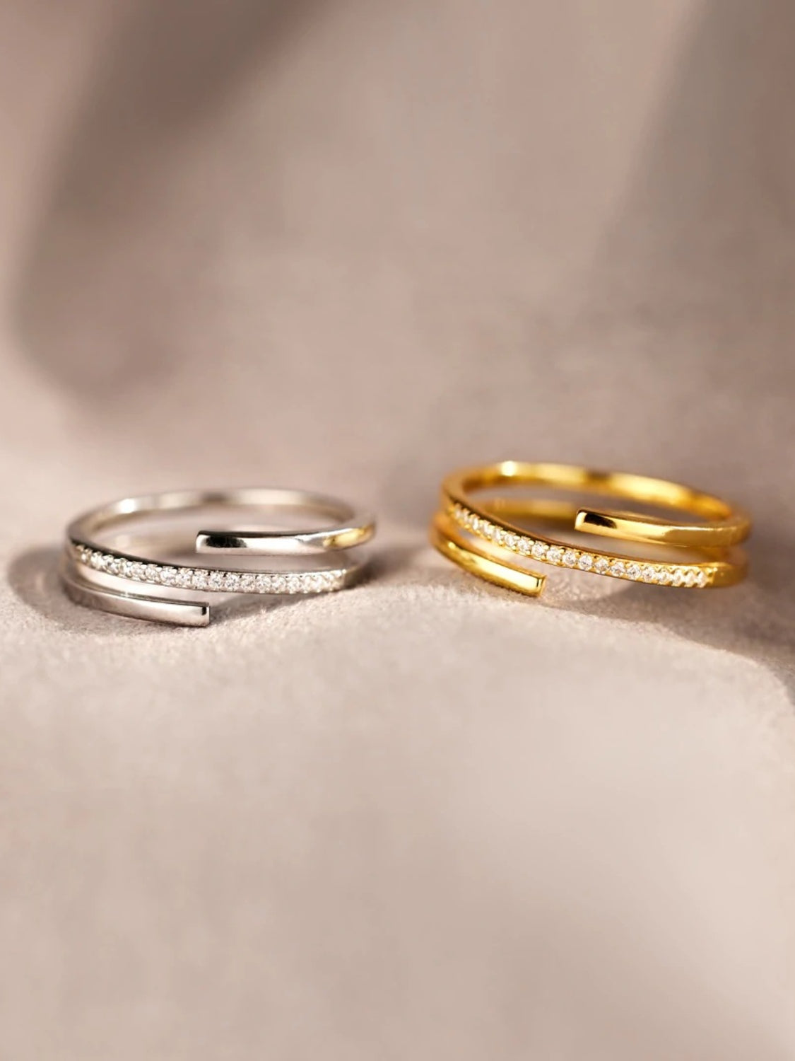 Golden Glow 925 Sterling Silver Zircon Ring-Bijou Crush