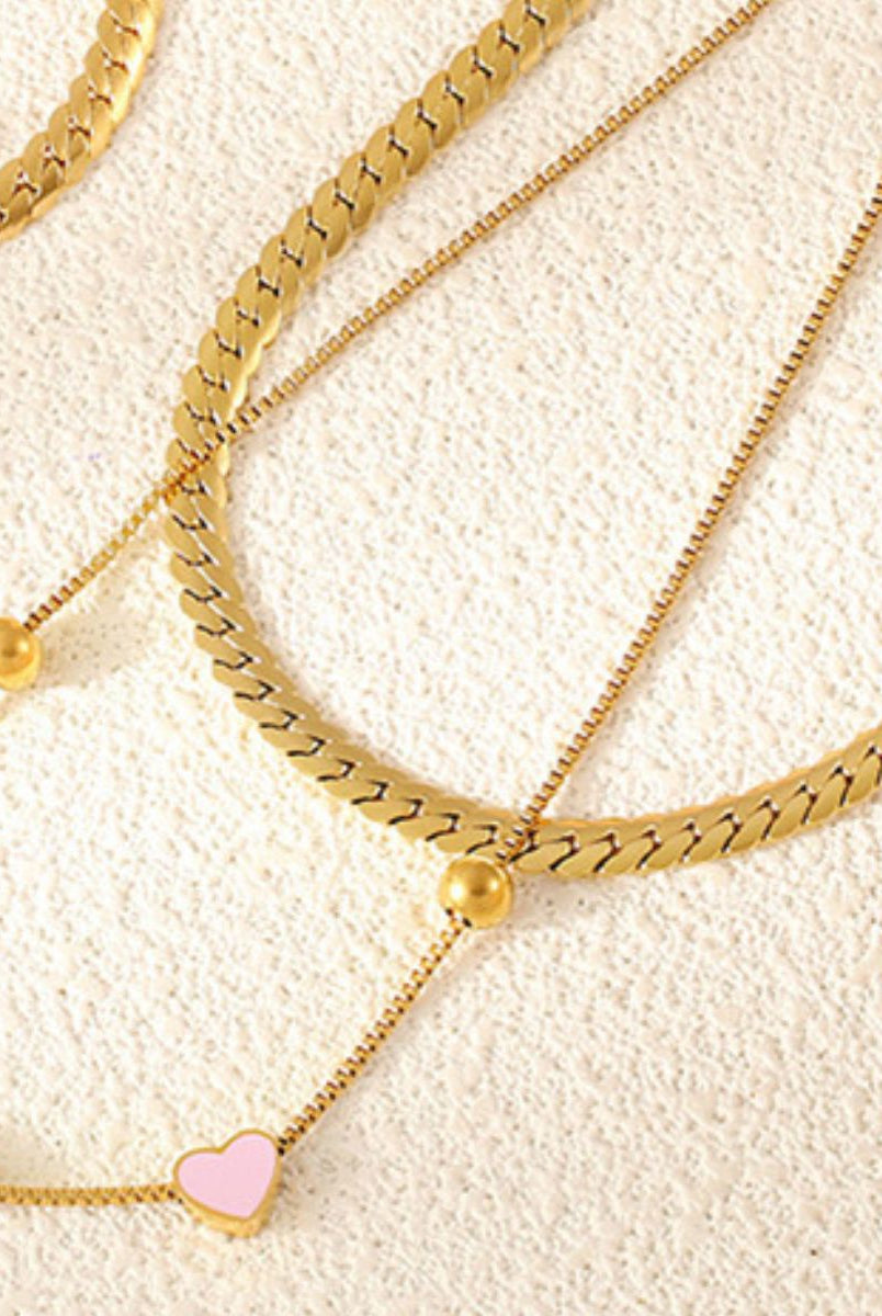Double Layered Heart Necklace - 18K Gold-Plated-Bijou Crush