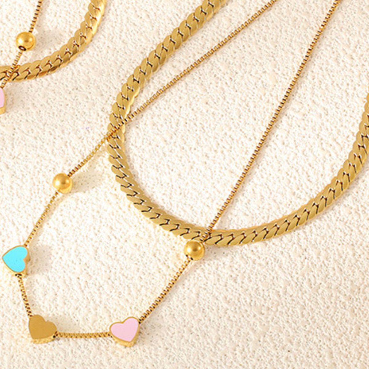 Double Layered Heart Necklace - 18K Gold-Plated-Bijou Crush