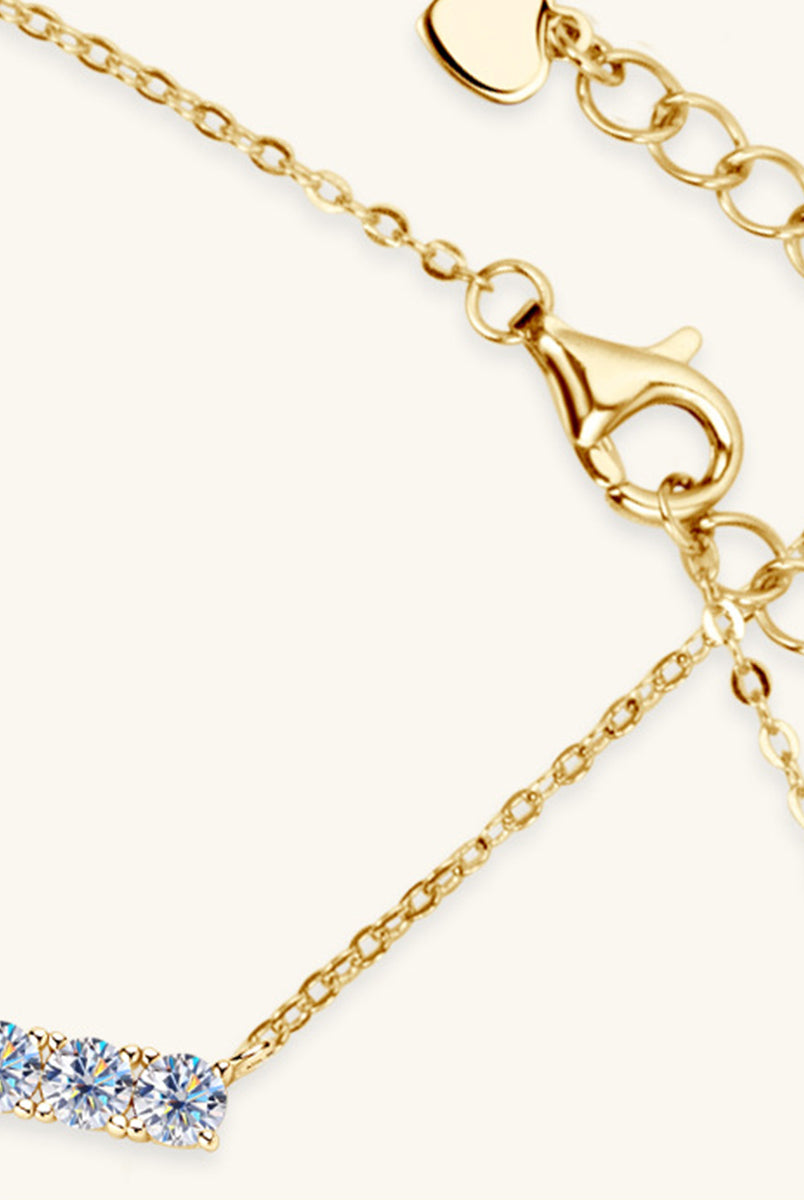 925 Sterling Silver Inlaid Moissanite Bar Necklace-Bijou Crush