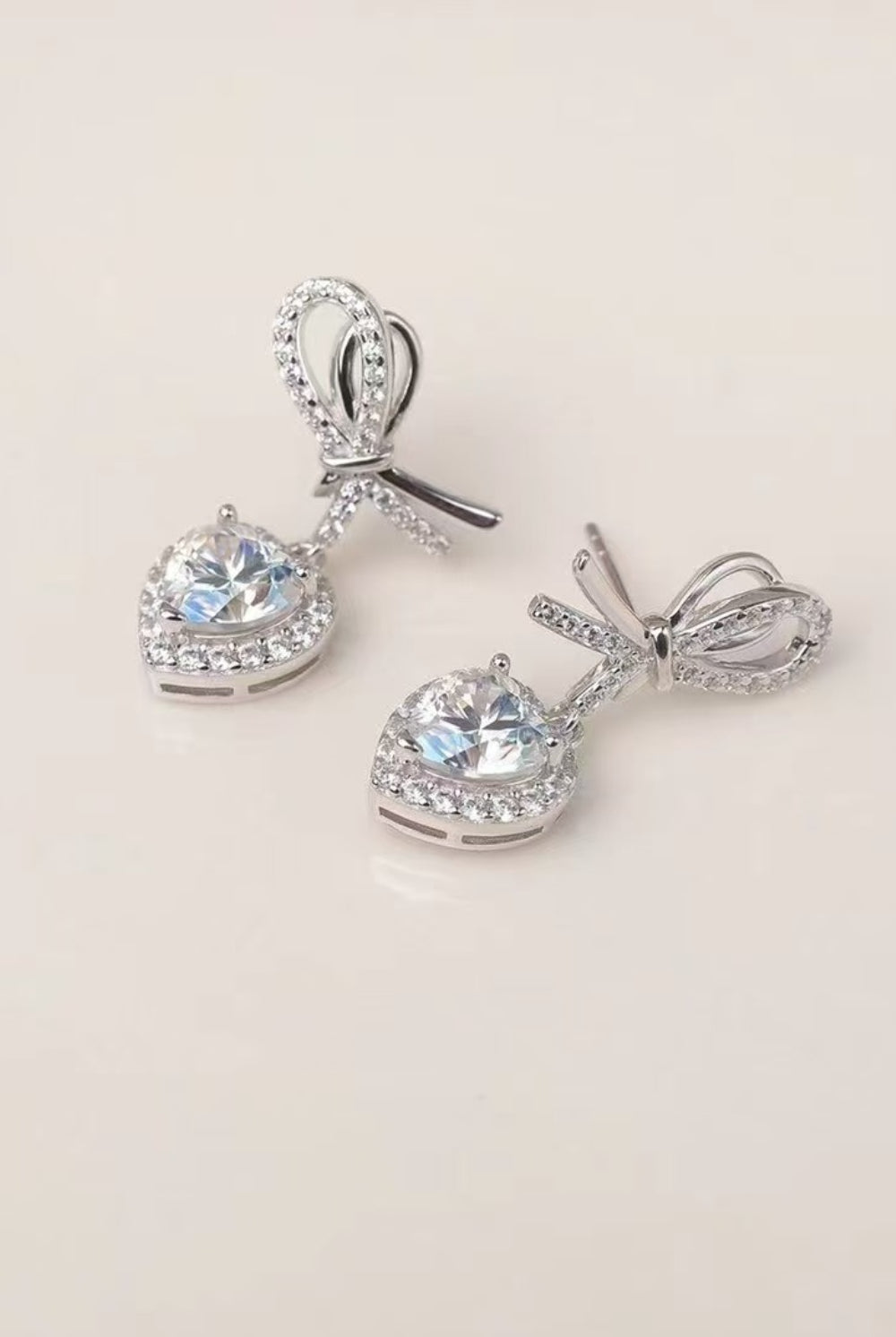 2-Carat Radiant Moissanite Heart-Shaped Earrings-Bijou Crush