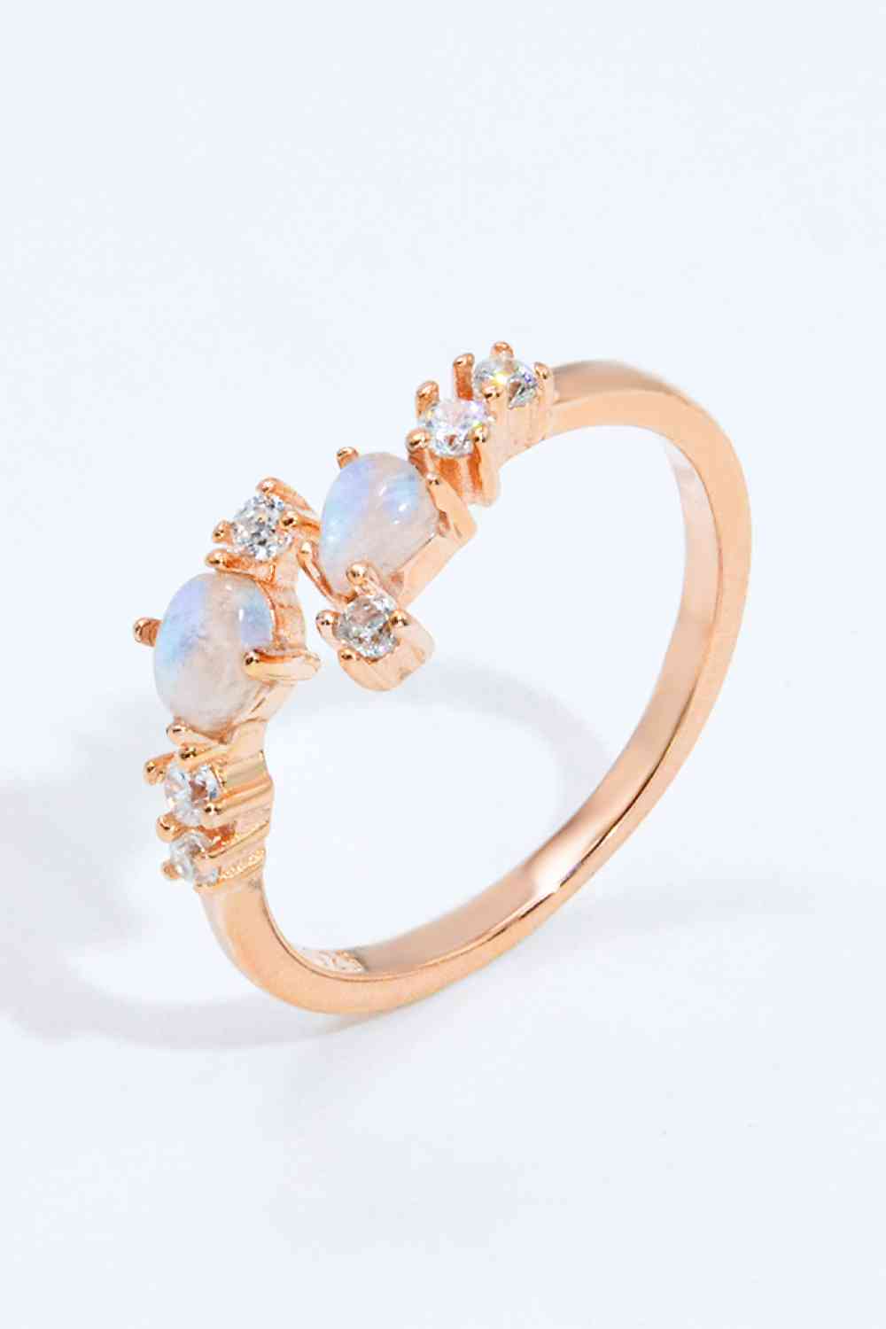 Natural Moonstone and Zircon Open Ring-Bijou Crush