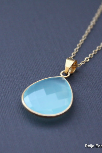 Baby Blue Chalcedony Necklace-Bijou Crush