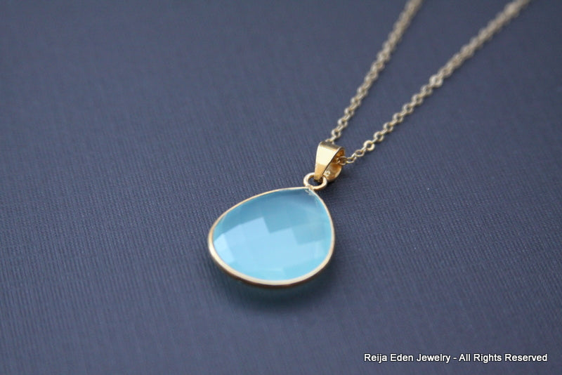 Baby Blue Chalcedony Necklace-Bijou Crush