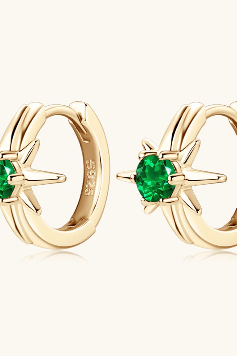 Lab-Grown Emerald Huggie Earrings-Bijou Crush