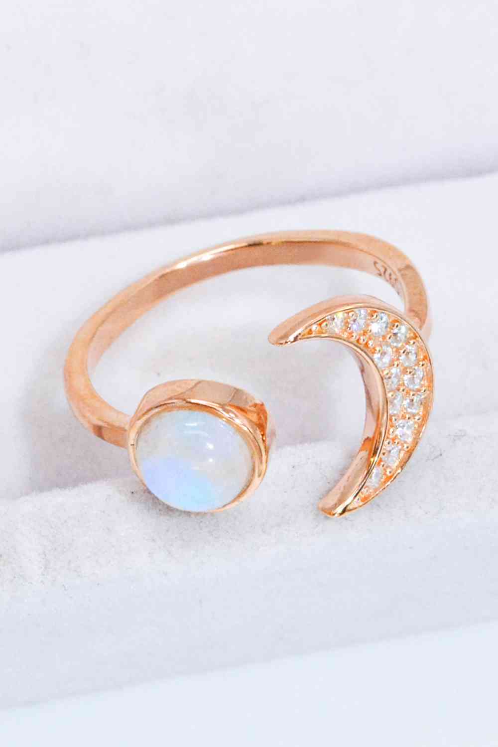 Natural Moonstone and Zircon Sun & Moon Open Ring-Bijou Crush