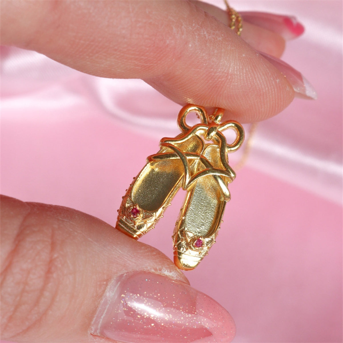 Copper Ballet Shoe Pendant Necklace-Bijou Crush