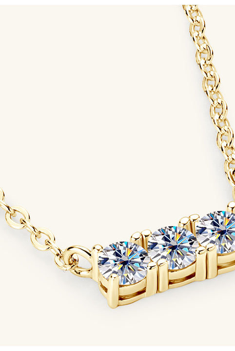 925 Sterling Silver Inlaid Moissanite Bar Necklace-Bijou Crush