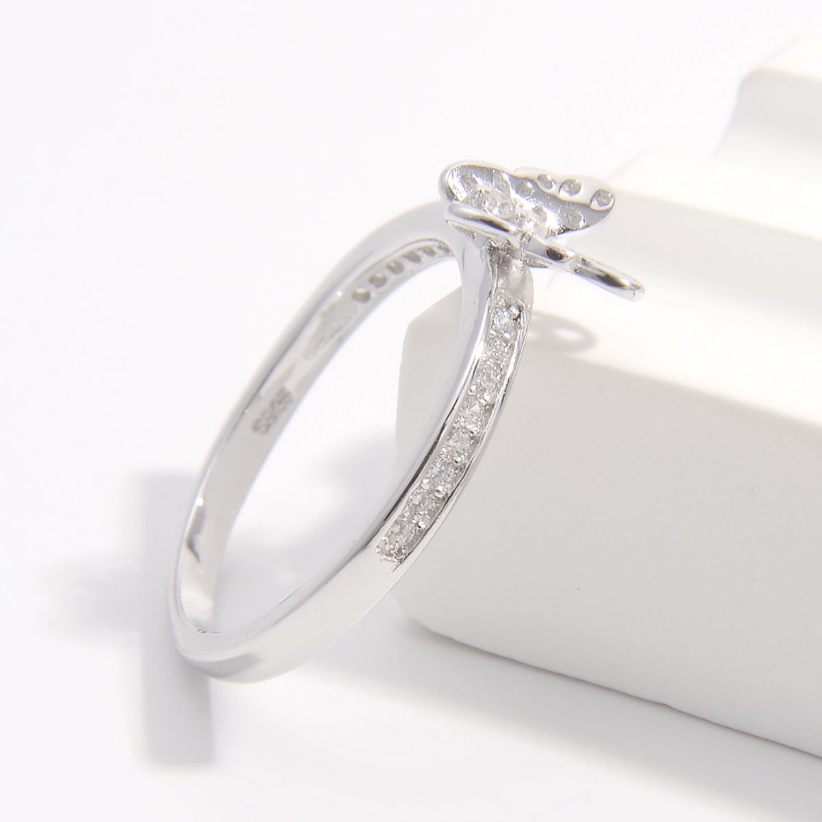925 Sterling Silver Inlaid Zircon Butterfly Ring-Bijou Crush