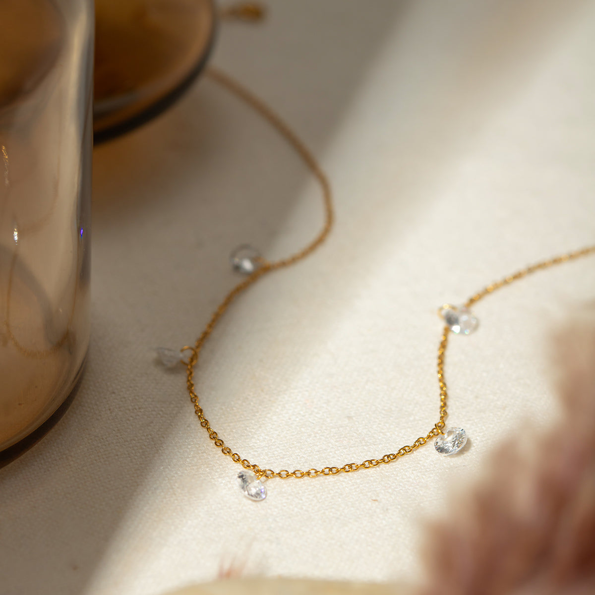 Stainless Steel Rhinestone Charm Necklace-Bijou Crush