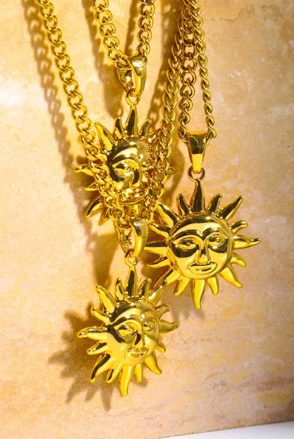 Sun Pendant Copper Necklace-Bijou Crush