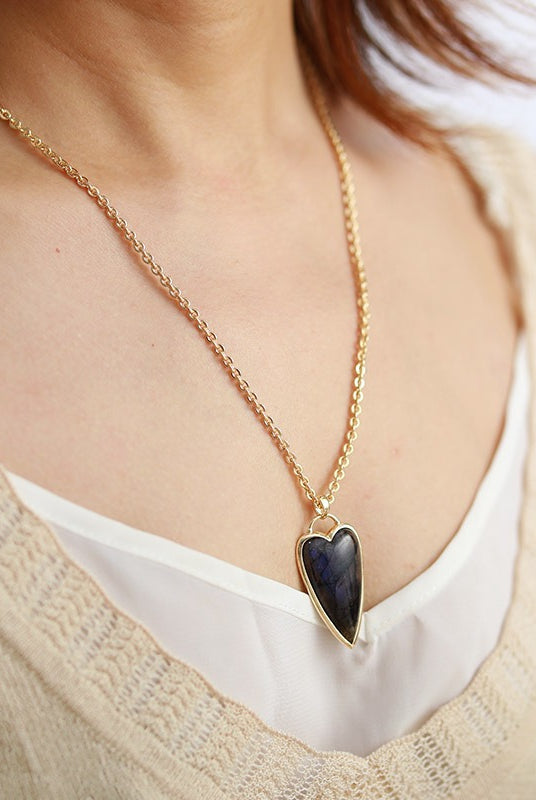 Copper Labradorite Heart Shape Necklace-Bijou Crush