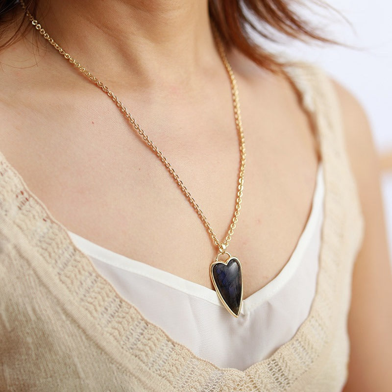 Copper Labradorite Heart Shape Necklace-Bijou Crush