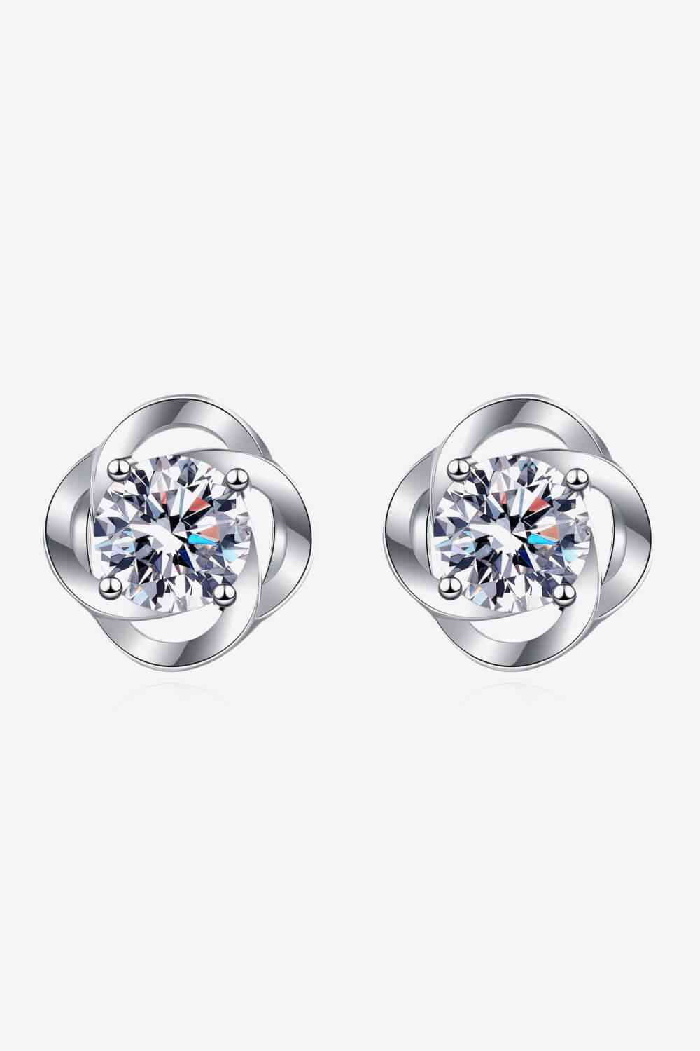 It's Your Day Moissanite Rhodium-Plated Stud Earrings-Bijou Crush