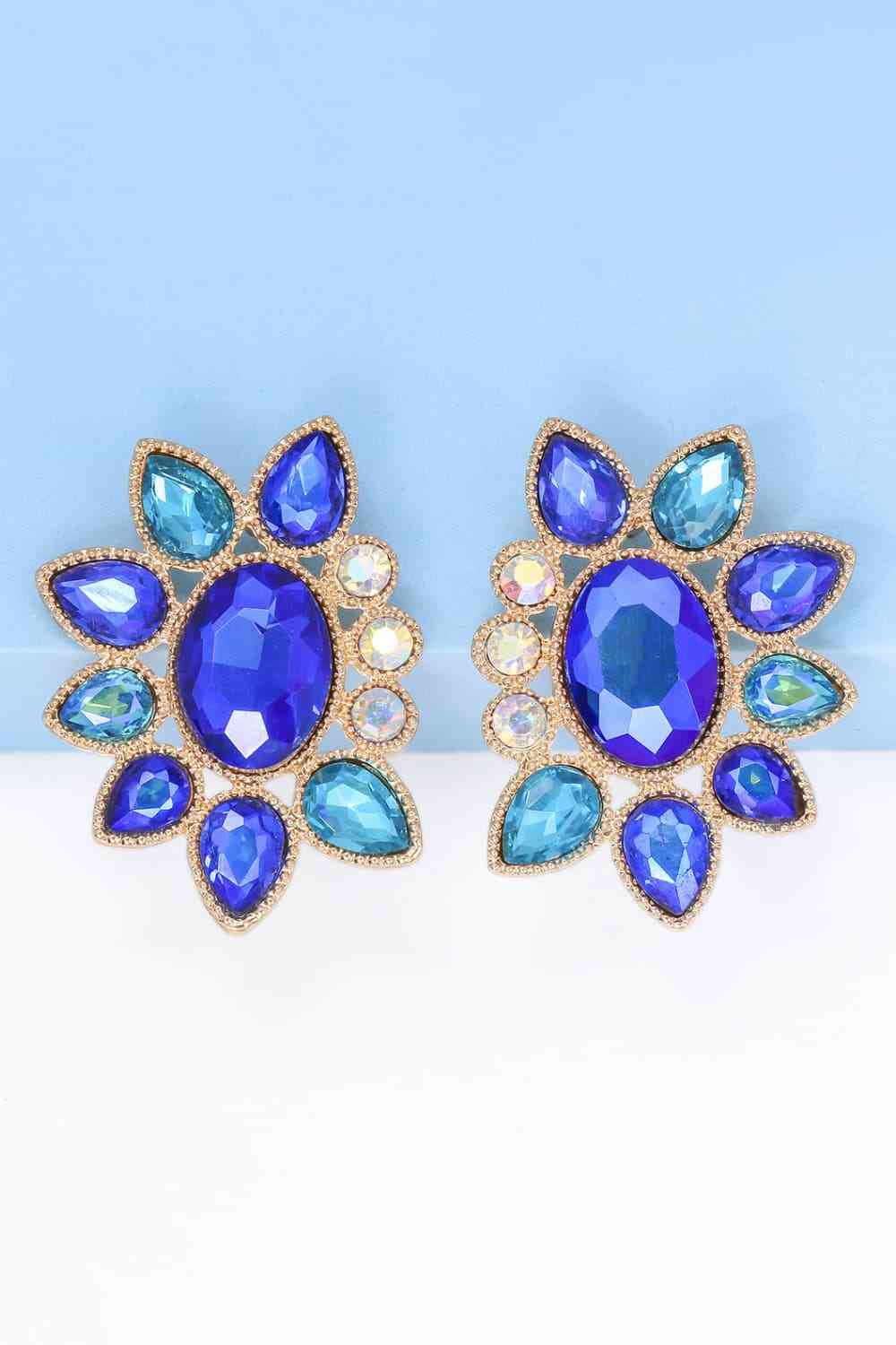 Geometrical Shape Glass Stone Dangle Earrings-Bijou Crush