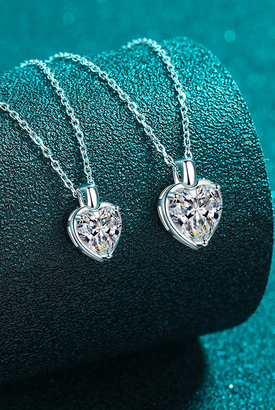 2 Carat Moissanite 925 Sterling Silver Heart Shape Necklace-Bijou Crush