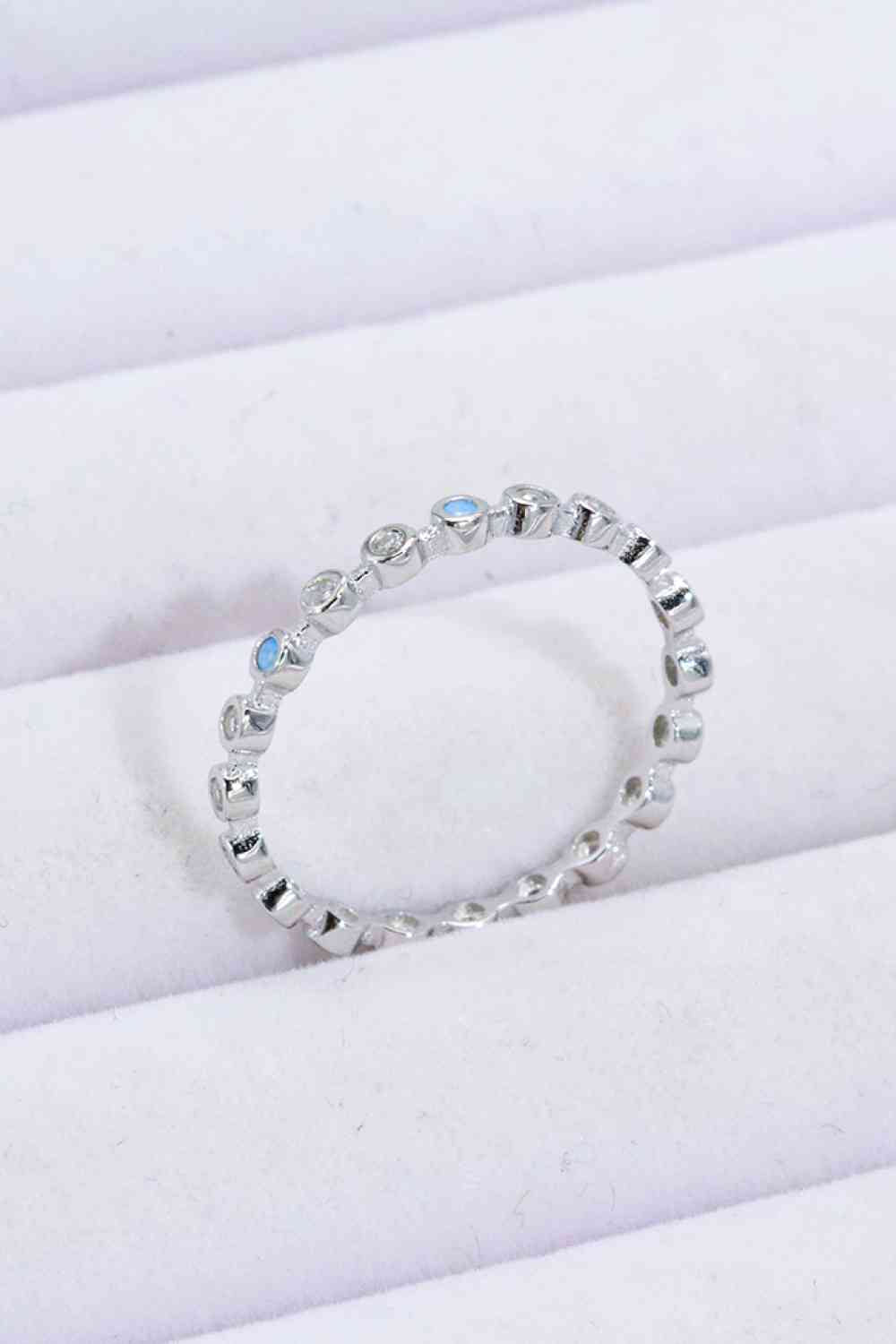 925 Sterling Silver Zircon and Natural Moonstone Ring-Bijou Crush