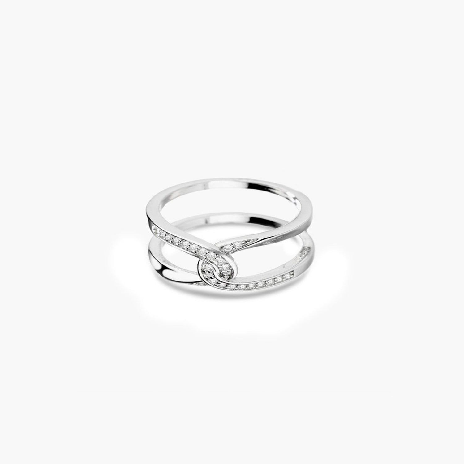 Twisted Inlaid Zircon Double-layered Ring-Bijou Crush