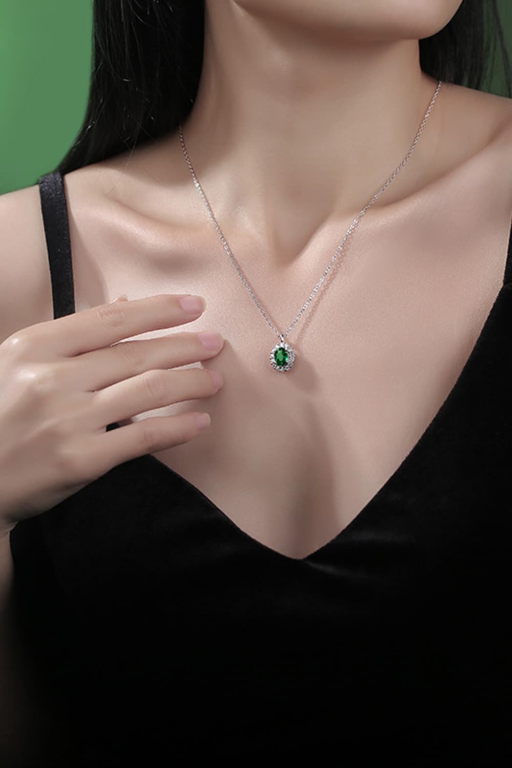 1.5 Carat Lab-Grown Emerald 925 Sterling Silver Necklace-Bijou Crush